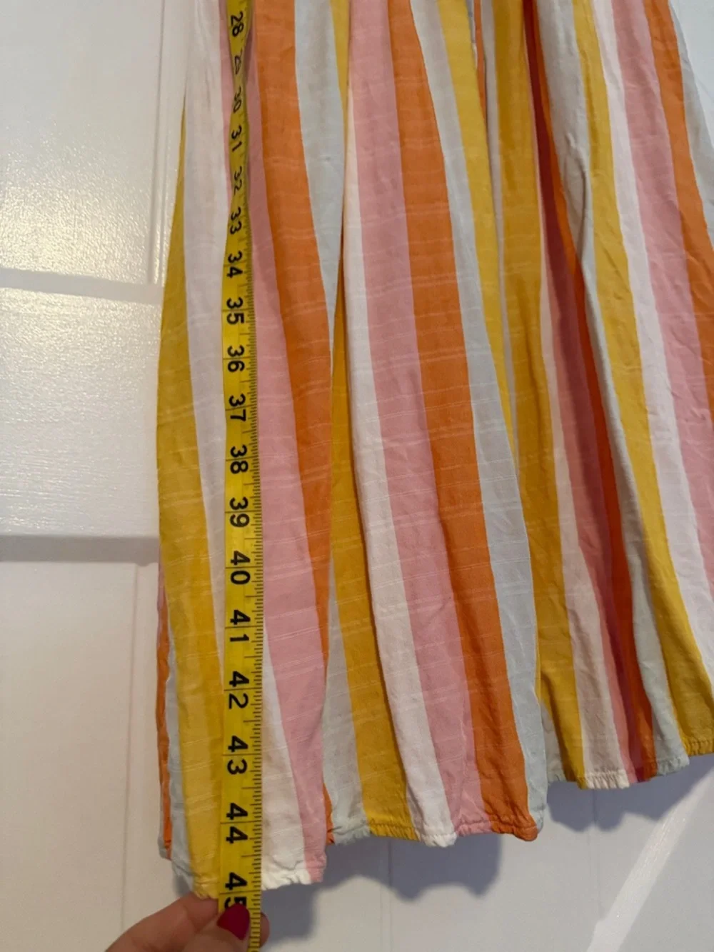 LOFT Striped Button-Front Midi Dress in Pink, Orange & Mustard - Picture 9 of 10